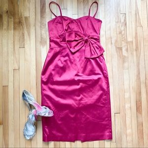 Coast pink satin bow dress with removable straps